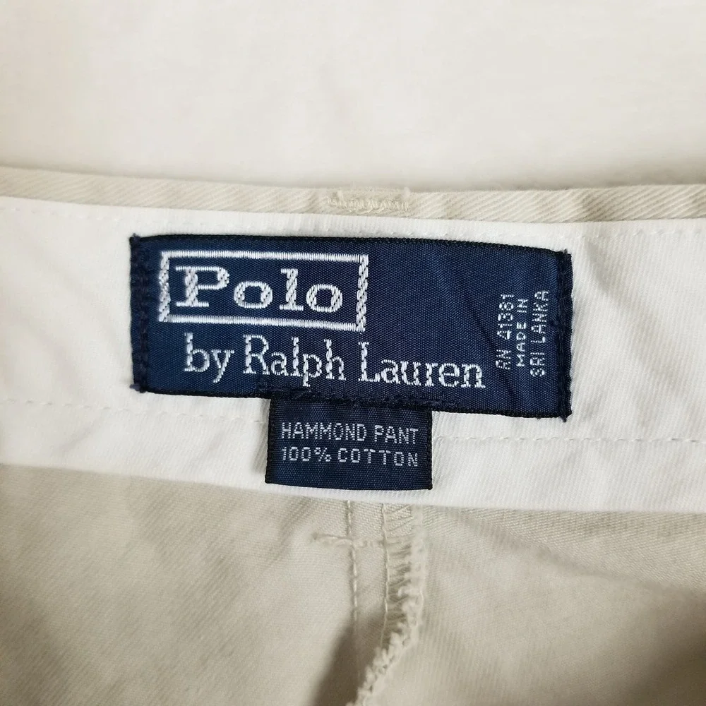Polo Ralph Lauren Hammond Pant Mens 38x30 Khaki Double Pleated Cuffed Chinos